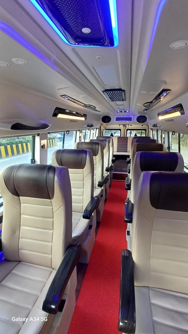 IndoreCab tourist coach interior with reclining seats